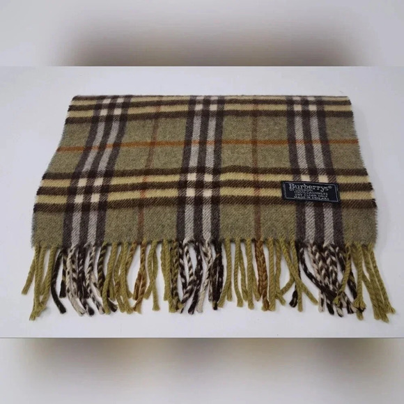 Burberry Vintage Scarf Nova Check 100% Cashmere England 90s Y2K 56" x 12" - Picture 1 of 11